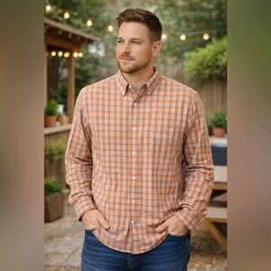 Faherty Plaid Organic Cotton Button Down Shirt/Small